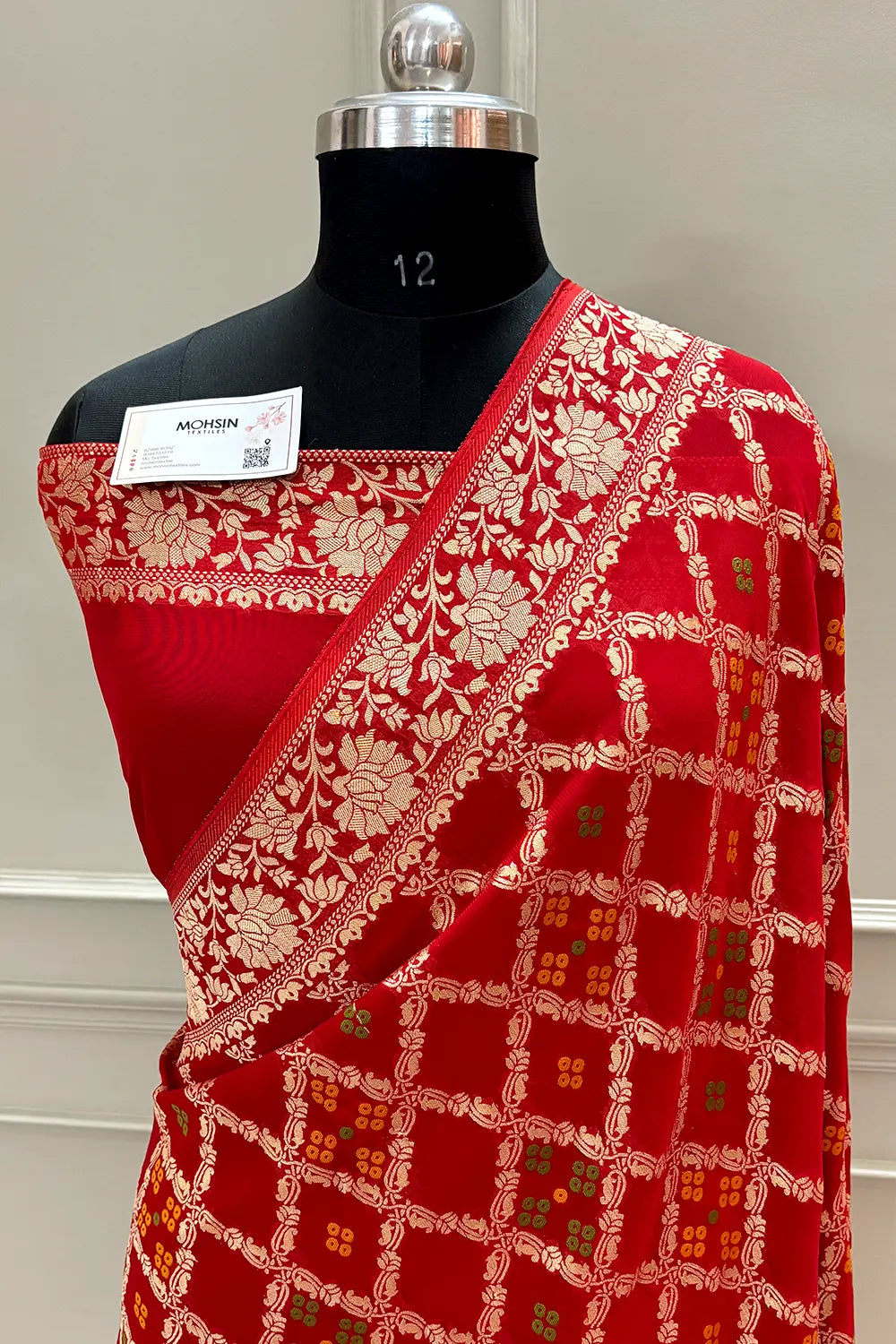 Red Golden Zari Georgette Silk Banarasi Saree