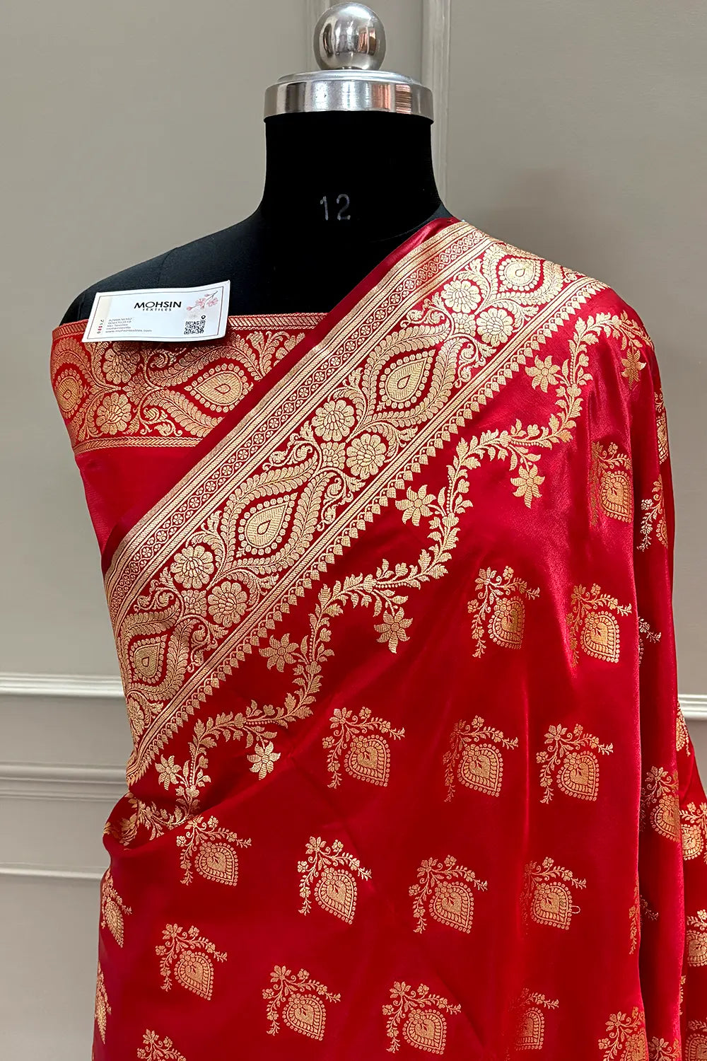 Red Ruby Buti Katan Silk Banarasi Saree