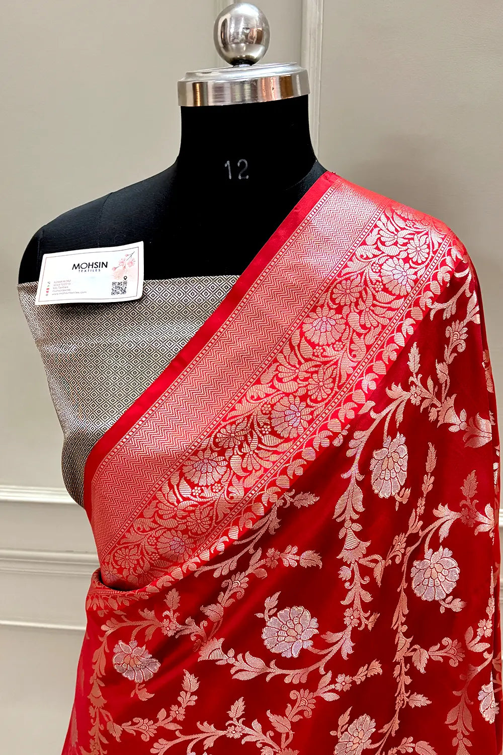 Red and Bottle Green Golden Zari Banarasi Silk Saree