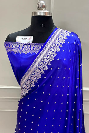 Royal Blue Hawahawai Buti Katan Silk Banarasi Saree