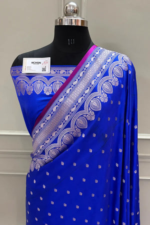 Royal Blue Jadi Buti Katan Silk Banarasi Saree