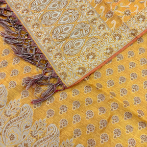 Yellow Pakki Carry Saleeb Cotton Silk Banarasi Suit