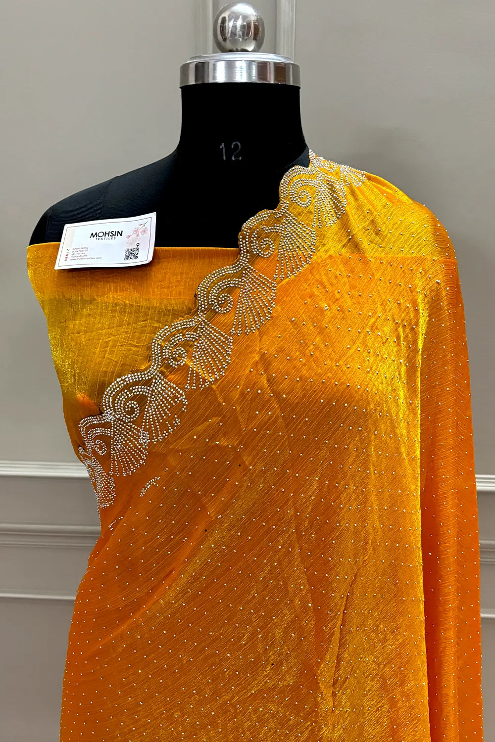 Yellow Siroski Stone Jimmy Choo Saree