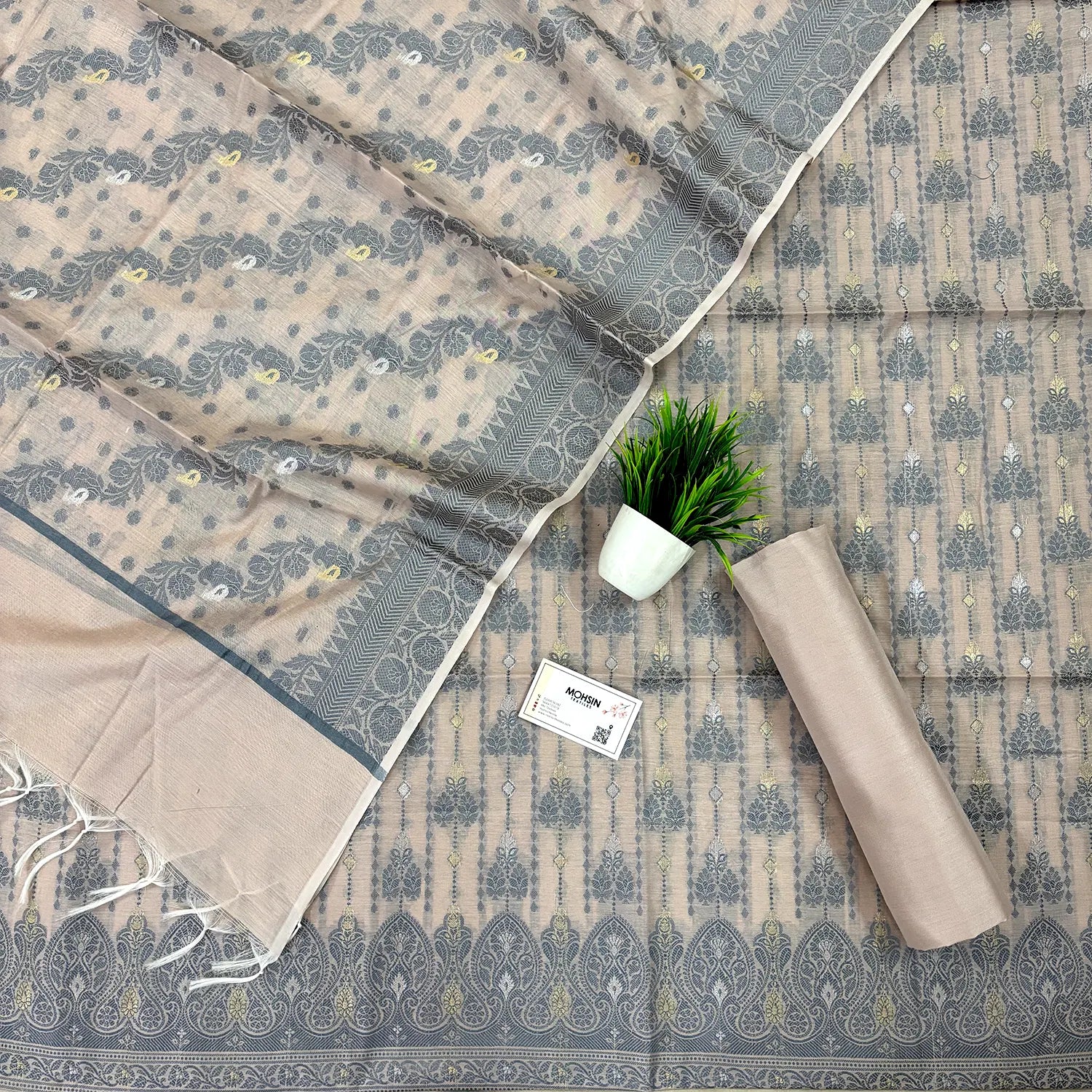 Onion Resham Zari Banarasi Silk Suit