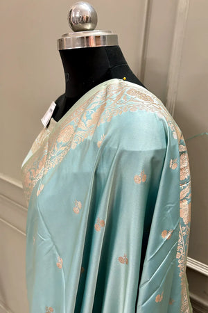 Firozi Babu Buti Katan Silk Banarasi Saree