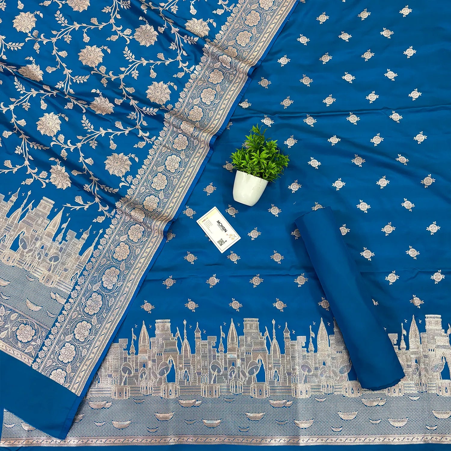 Firozi Ganga Ghat Katan Silk Banarasi Suit