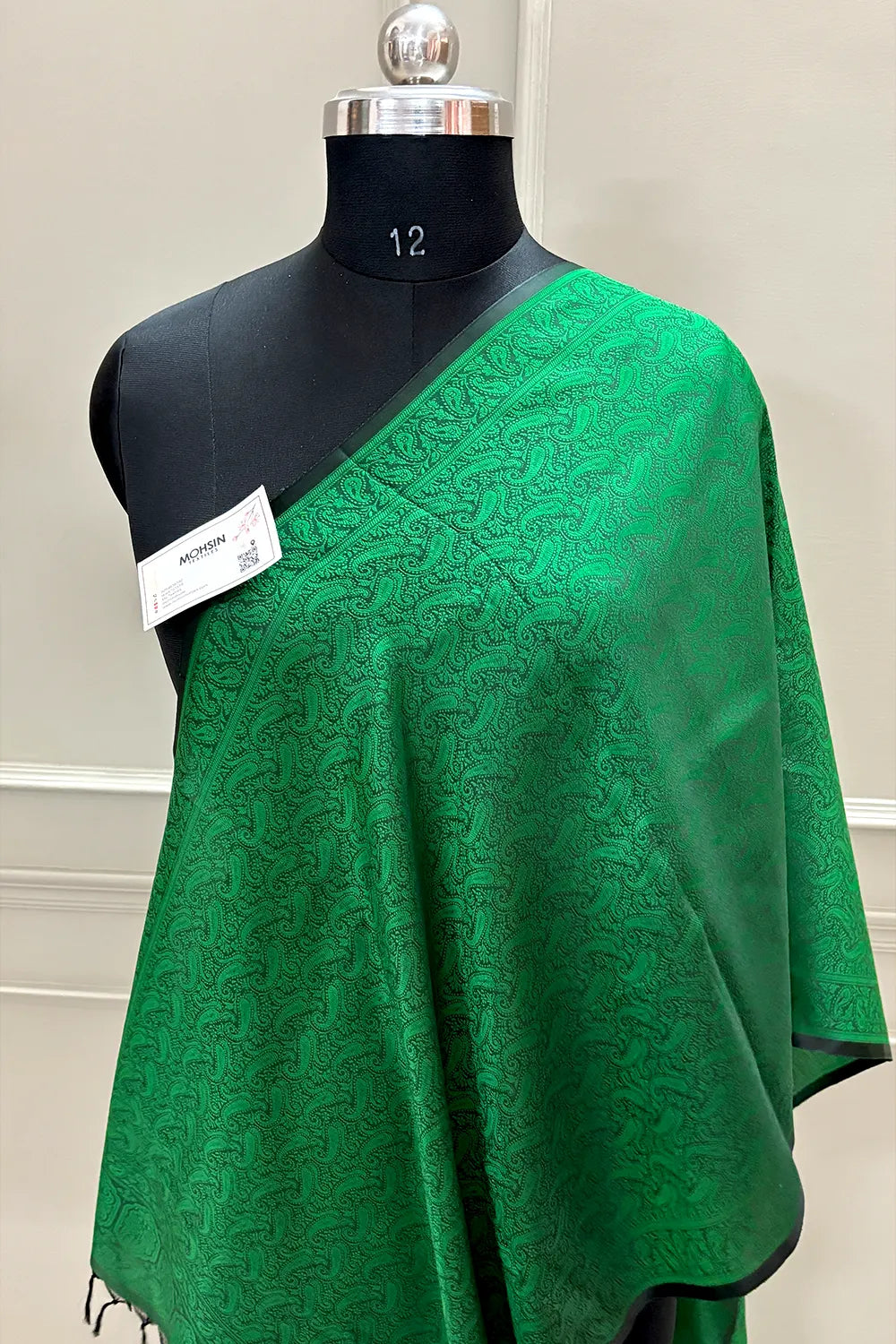 Green Resham Zari Silk Banarasi Stole