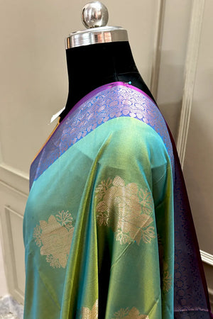 Green and Mustard Gulaboo Banarasi Silk Saree