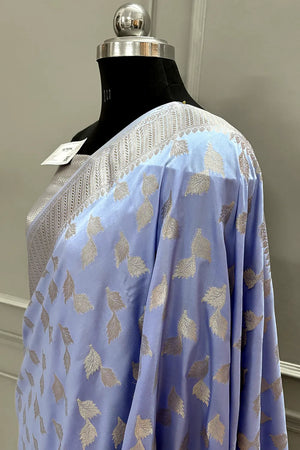 Lavender Panchi Buti Katan Silk Banarasi Saree