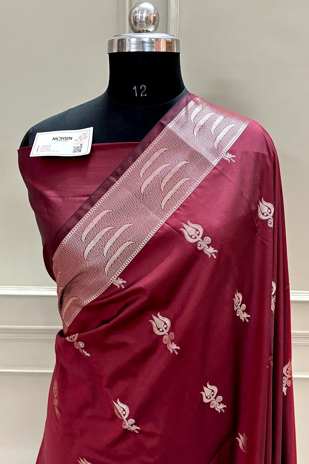 Maroon Kalyug Satin Silk Banarasi Saree