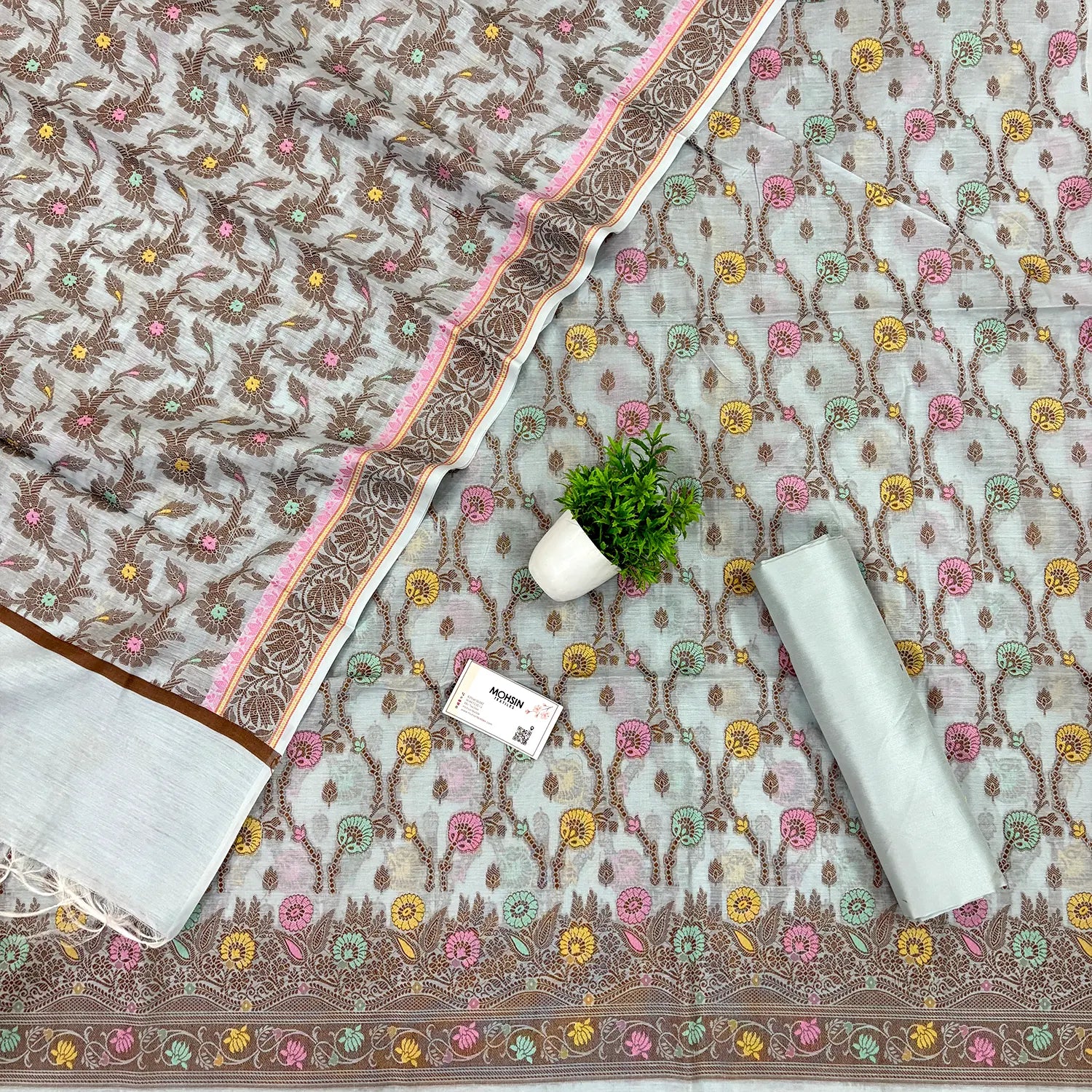 Mint Green Resham Zari Banarasi Silk Suit