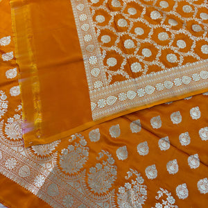 Mustard Golden Zari Katan Silk Banarasi Suit