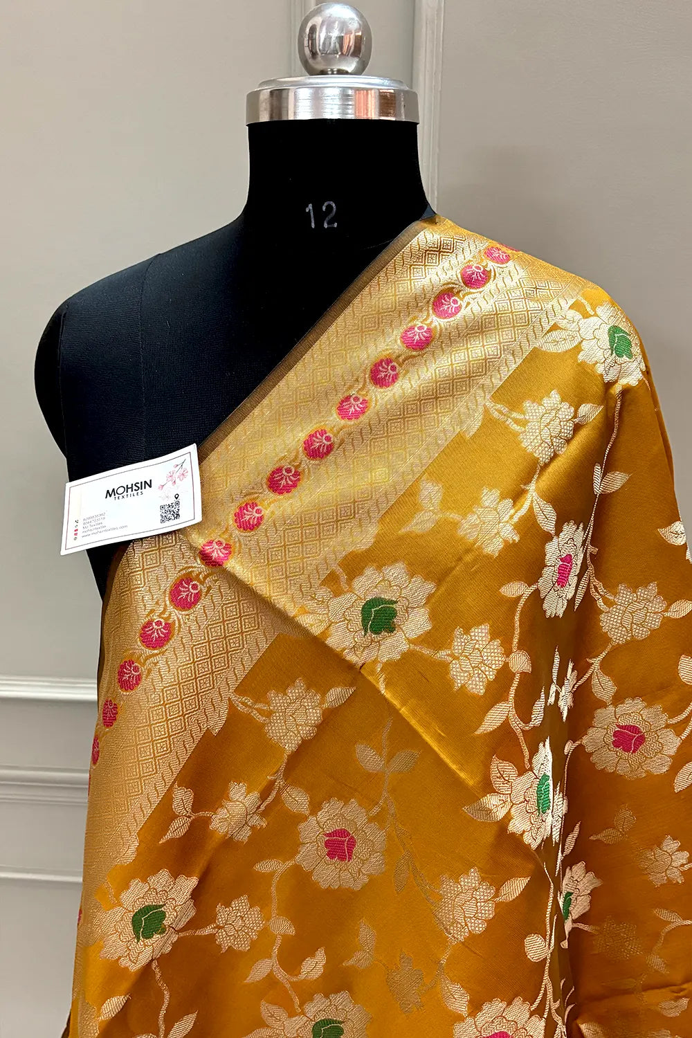 Mustard Meenakari Satin Silk Banarasi Dupatta