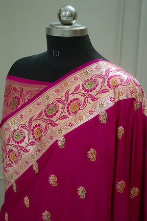 Pink Twins Buti Katan Silk Banarasi Saree