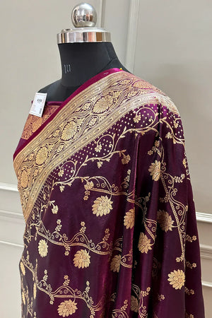 Purple Bhawar Jaal Katan Silk Banarasi Saree