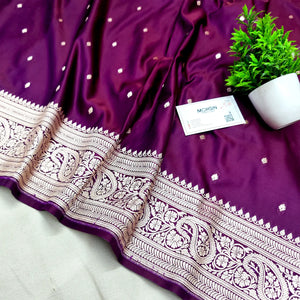Purple Chitrani Buti Katan Silk Banarasi Saree
