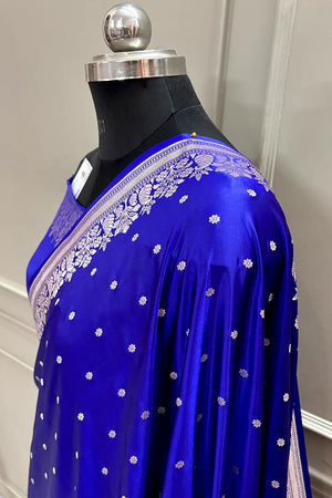 Royal Blue Hawahawai Buti Katan Silk Banarasi Saree