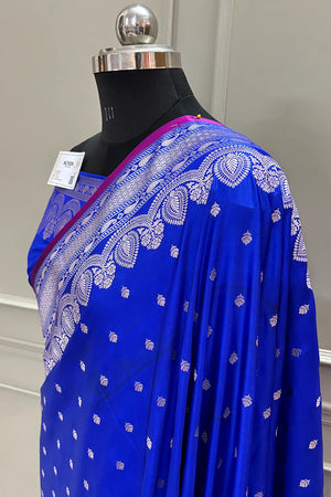 Royal Blue Jadi Buti Katan Silk Banarasi Saree