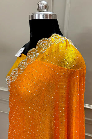 Yellow Siroski Stone Jimmy Choo Saree