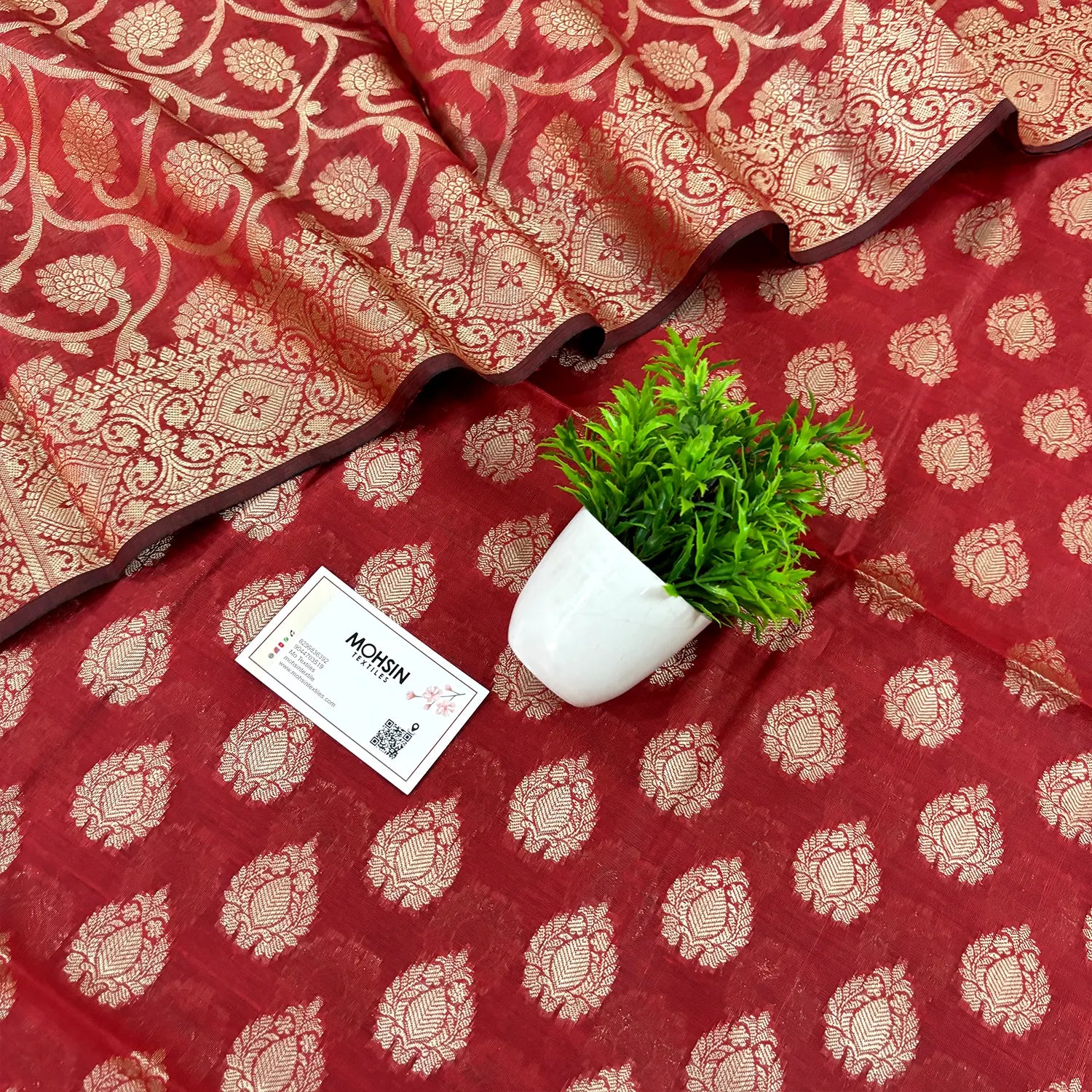 Maroon Kalgha Buti Banarasi Silk Suit