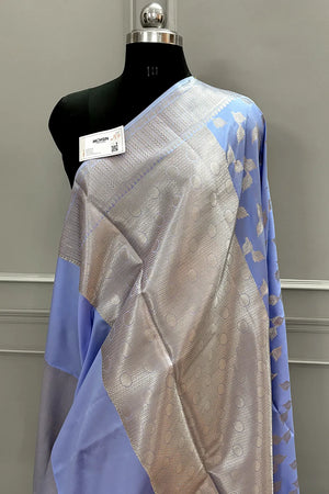 Lavender Panchi Buti Katan Silk Banarasi Saree