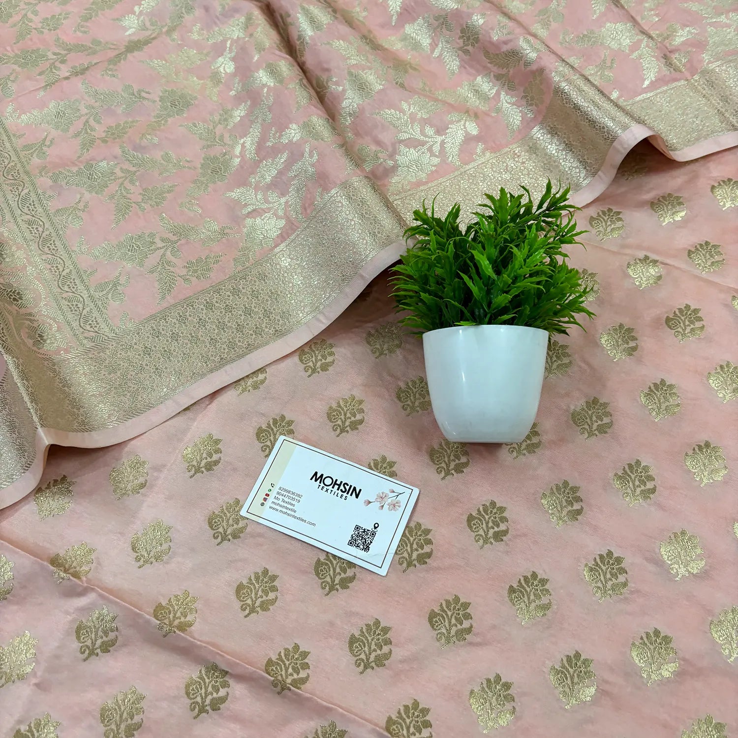 Light Peach Anmol Buti Katan Silk Banarasi Suit