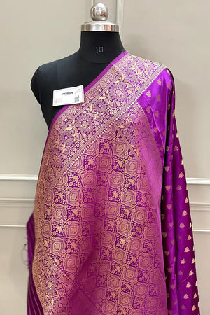 Magenta Golden Zari Katan Silk Banarasi Saree
