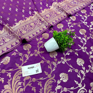 Magenta Golden Zari Katan Silk Banarasi Suit