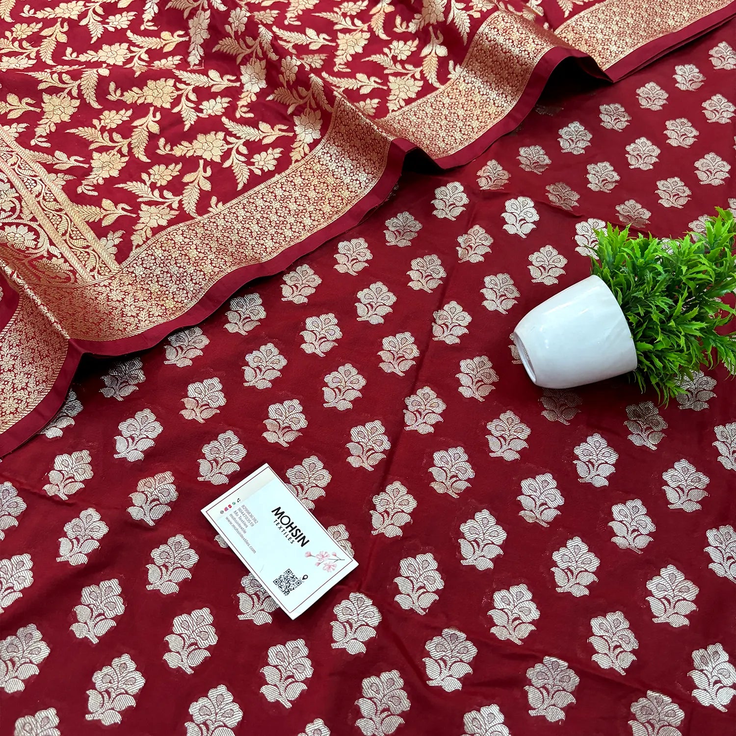 Maroon Golden Zari Katan Silk Banarasi Suit