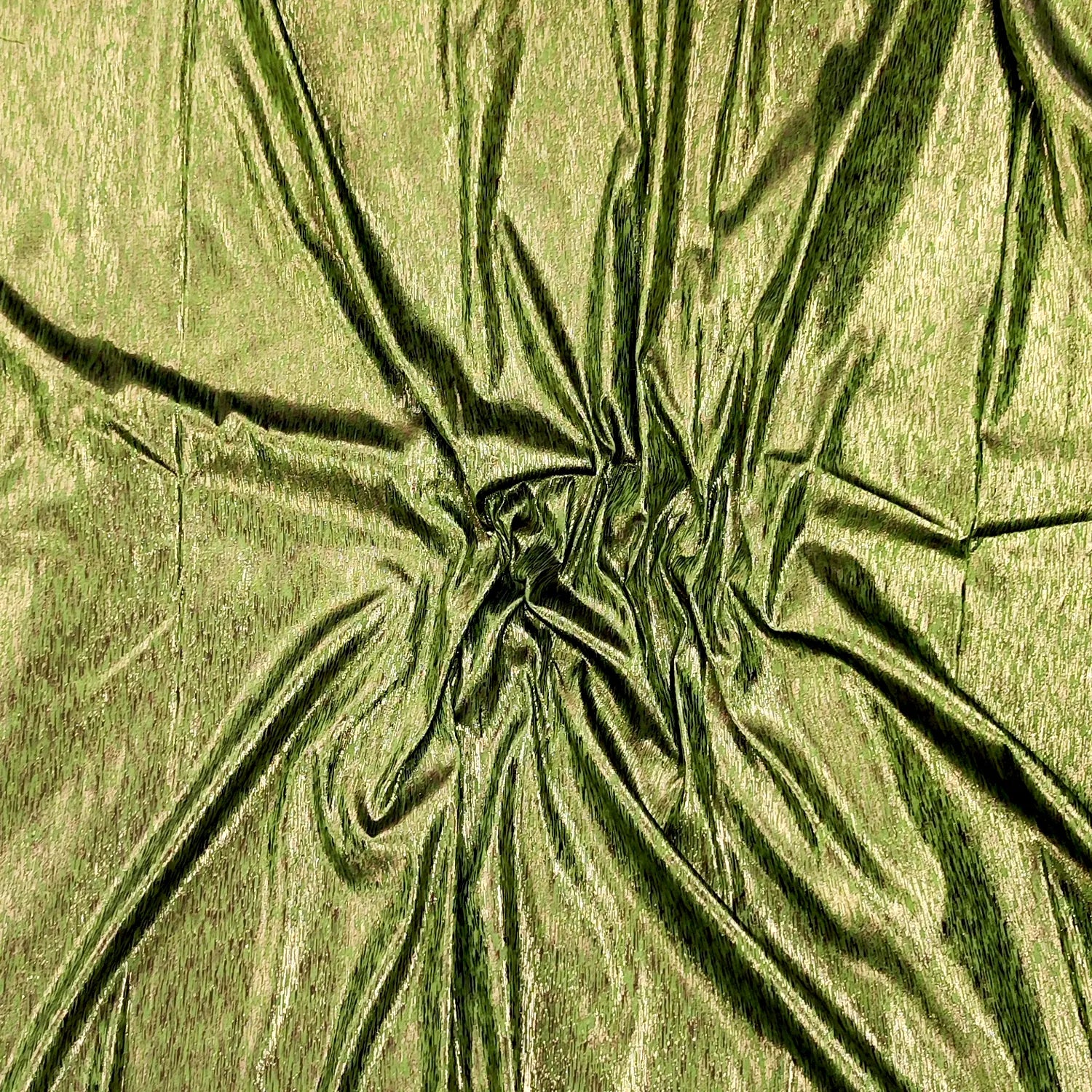 Mehendi Copper Jharna Shimmer Silk Banarasi Fabric