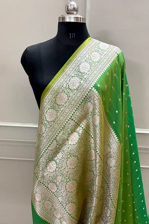 Mehendi Nanhikali Katan Silk Banarasi Saree