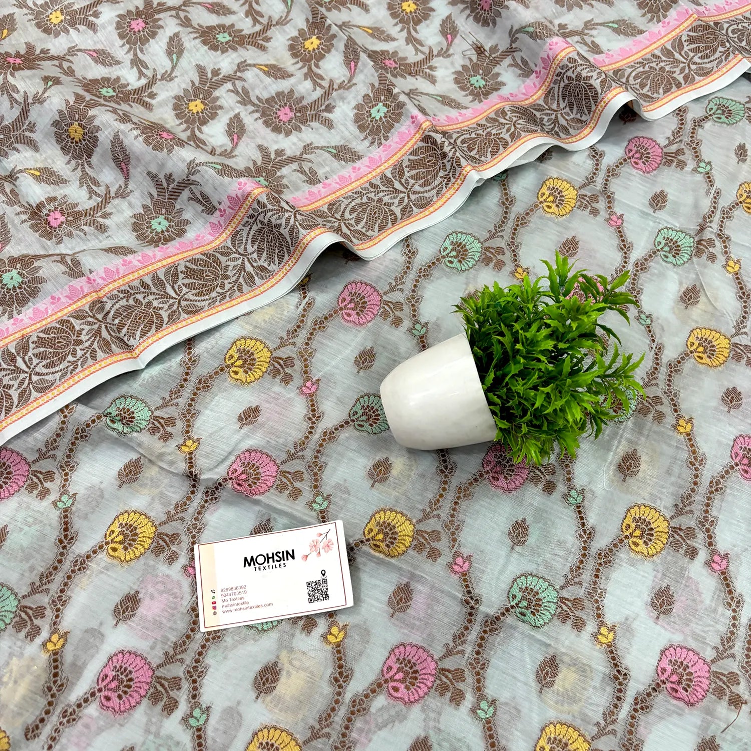 Mint Green Resham Zari Banarasi Silk Suit