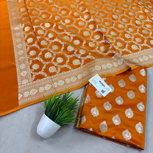 Mustard Golden Zari Katan Silk Banarasi Suit