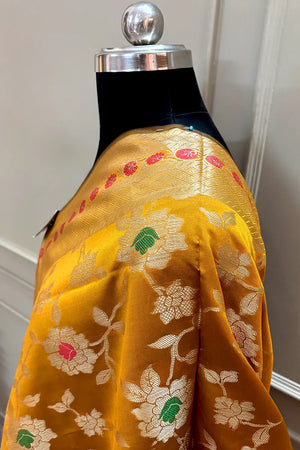 Mustard Meenakari Satin Silk Banarasi Dupatta