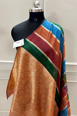 Orange Resham Zari Chanderi Silk Banarasi Saree