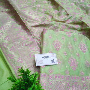 Pista Pink Meena Katan Silk Banarasi Suit