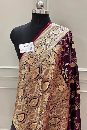 Purple Bhawar Jaal Katan Silk Banarasi Saree