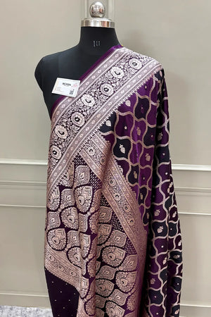Purple Ghulam Buti Katan Silk Banarasi Saree