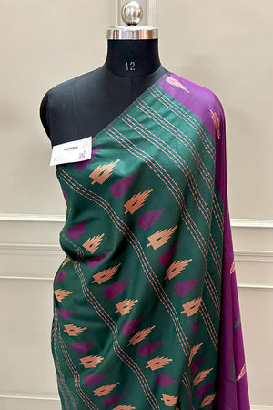 Purple and Bottle Green Resham Zari Banarasi Silk Saree