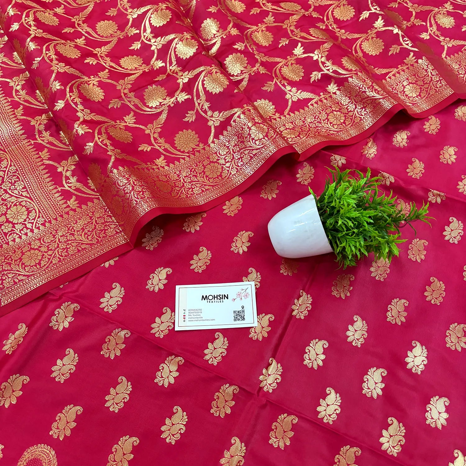 Rani Pink Godzilla Satin Silk Banarasi Suit