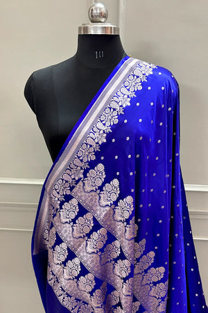 Royal Blue Hawahawai Buti Katan Silk Banarasi Saree