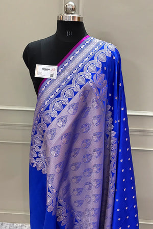 Royal Blue Jadi Buti Katan Silk Banarasi Saree