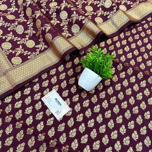 Wine Gumbad Patti Katan Silk Banarasi Suit
