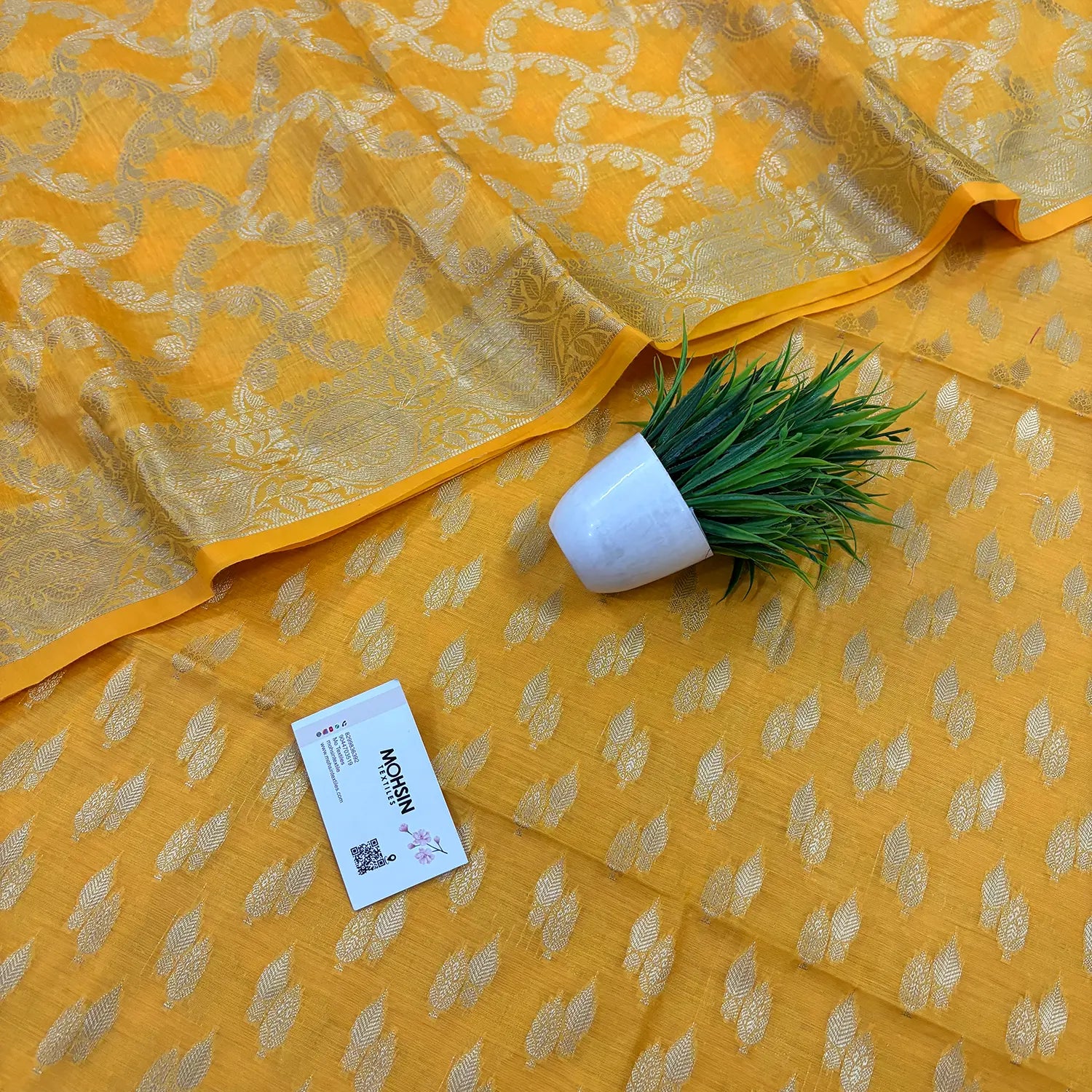 Yellow Golden Zari Resham Silk Banarasi Suit