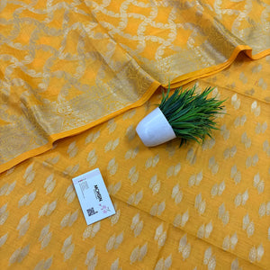 Yellow Golden Zari Resham Silk Banarasi Suit