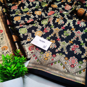 Black Meenakari Katan Silk Banarasi Suit
