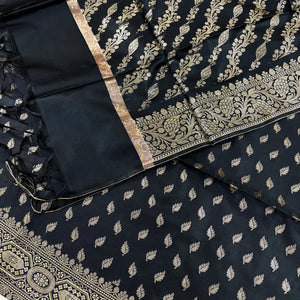 Black Sunehri Pankh Satin Silk Banarasi Suit