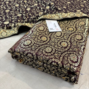 Brown Murrah Jaal Stone Work Kimkhab Silk Banarasi Gharara