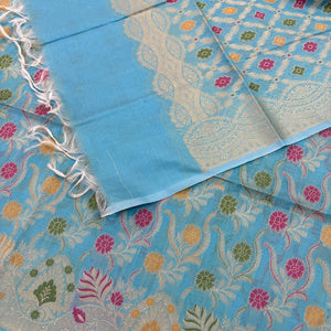 Firozi Yoga Jaal Cotton Silk Banarasi Suit