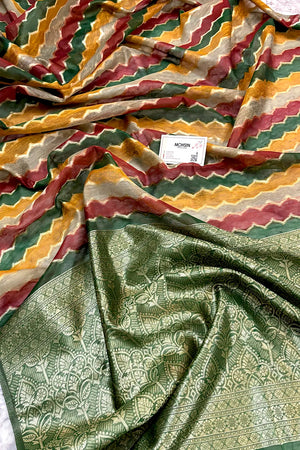 Green Resham Zari Chanderi Silk Banarasi Saree